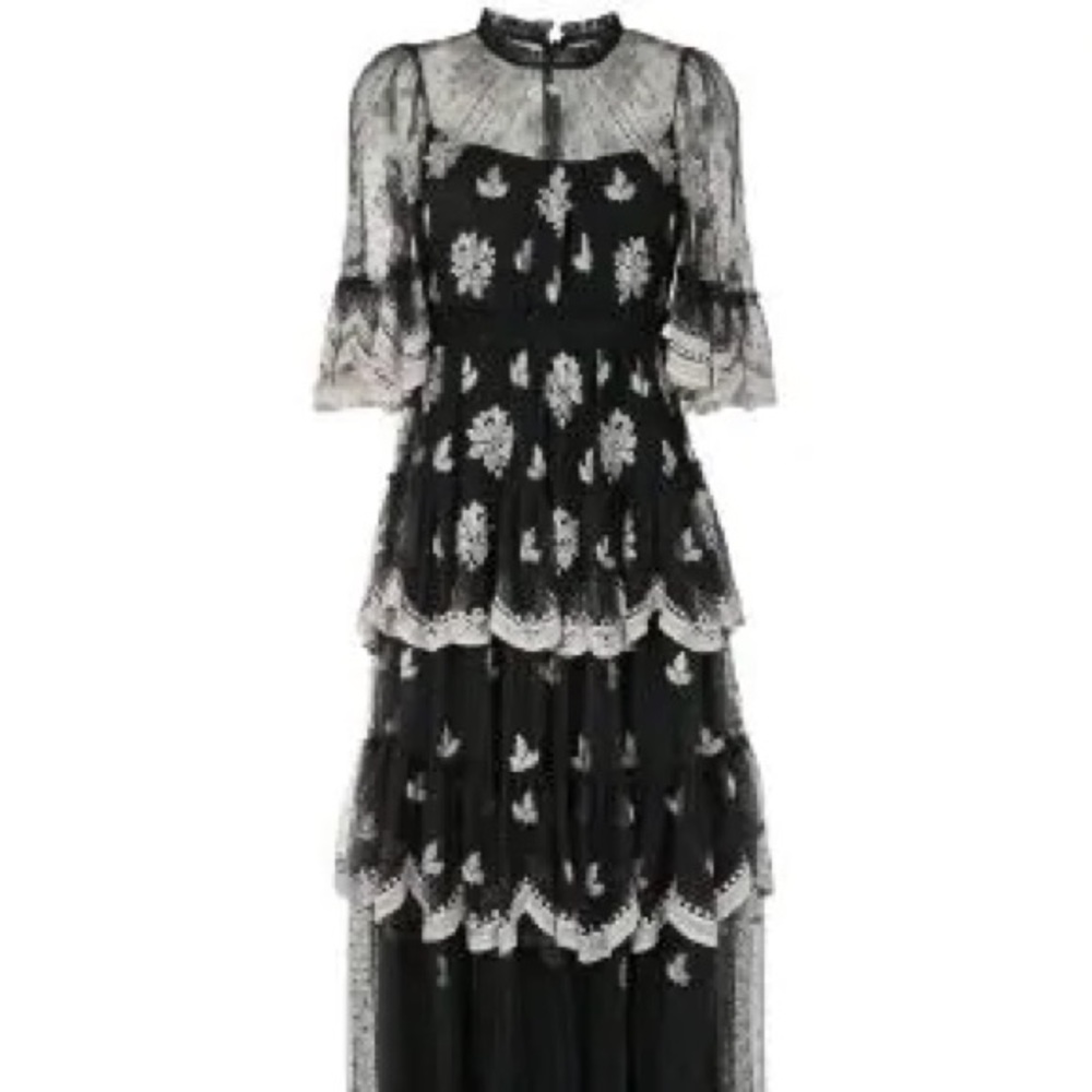 Needle and Thread gown white accents dyed black